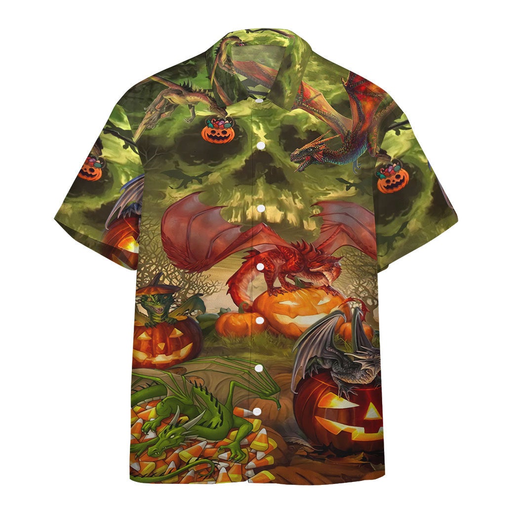 Gearhumans Spooky Dragon Halloween Custom Hawaii Shirt Ha29180