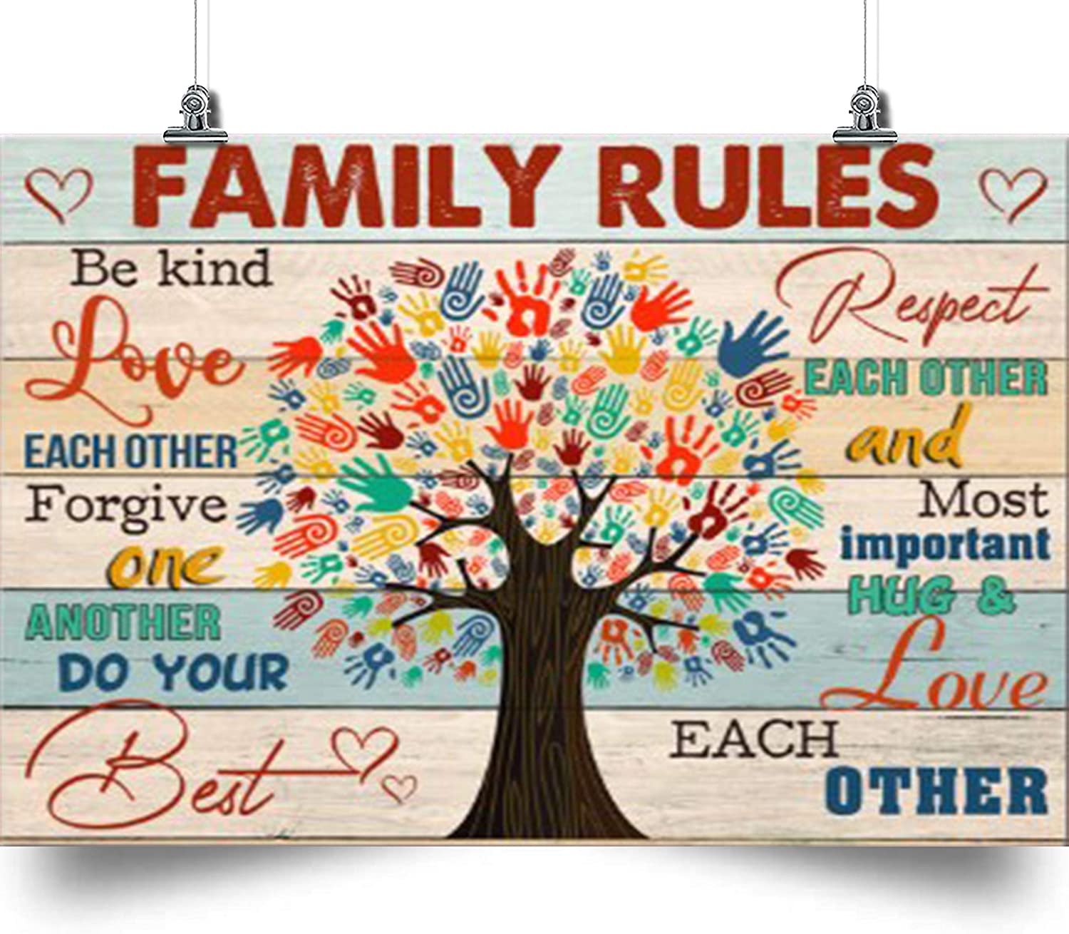 Tree Poster – Family Rules – Home Decoration Poster, Wall Poster, Home And Room Decoration, Gifts For Friends And Relatives, Souvenirs.