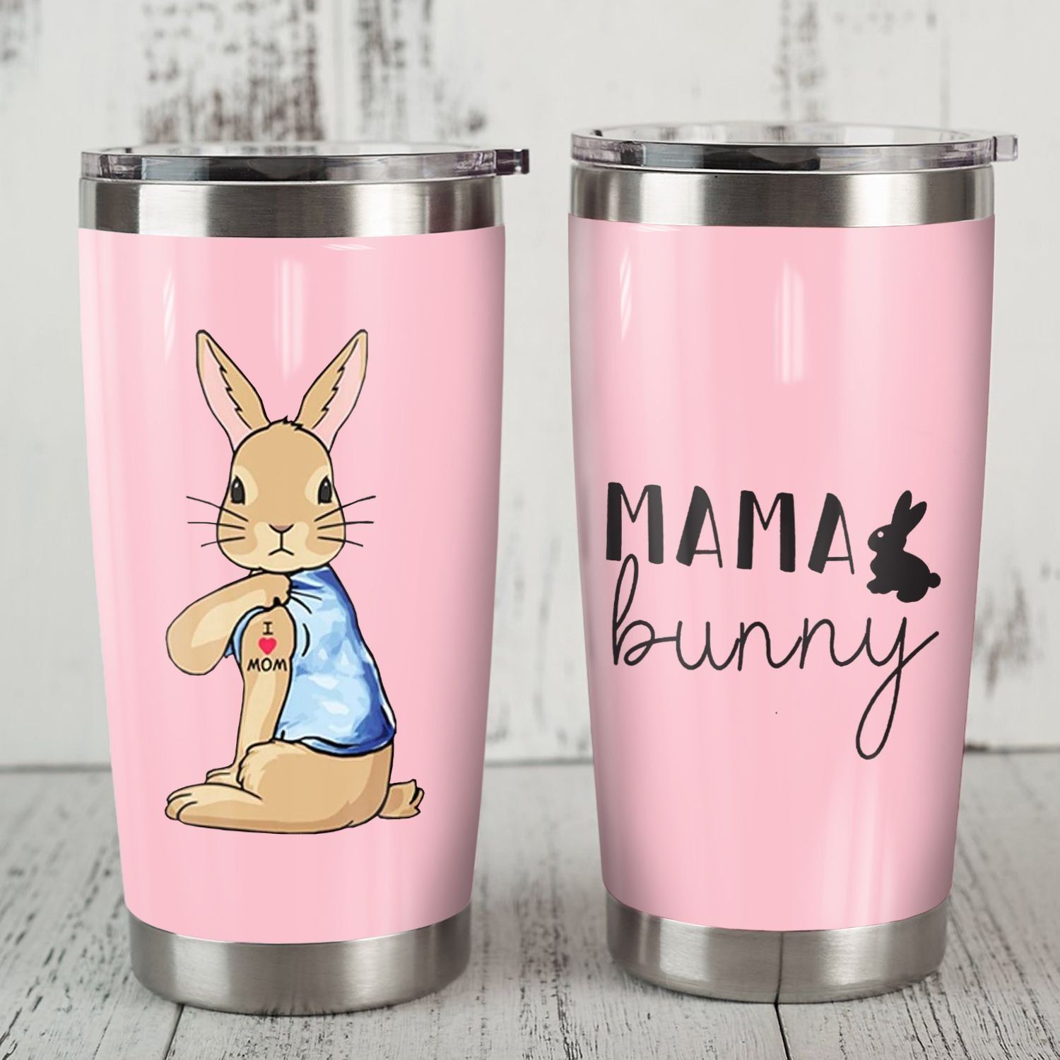 Personalized Rabbit Mama Gs-Cl-Ld1004 Stainless Steel Tumbler Customize Name, Text, Number