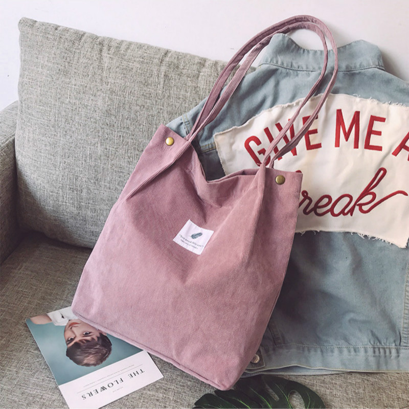 Corduroy Bag for Women 2022 Shopper Bag Designer Handbag Autumn and Winter Girls Student Bookbag Female Canvas Shoulder Tote Bag alx