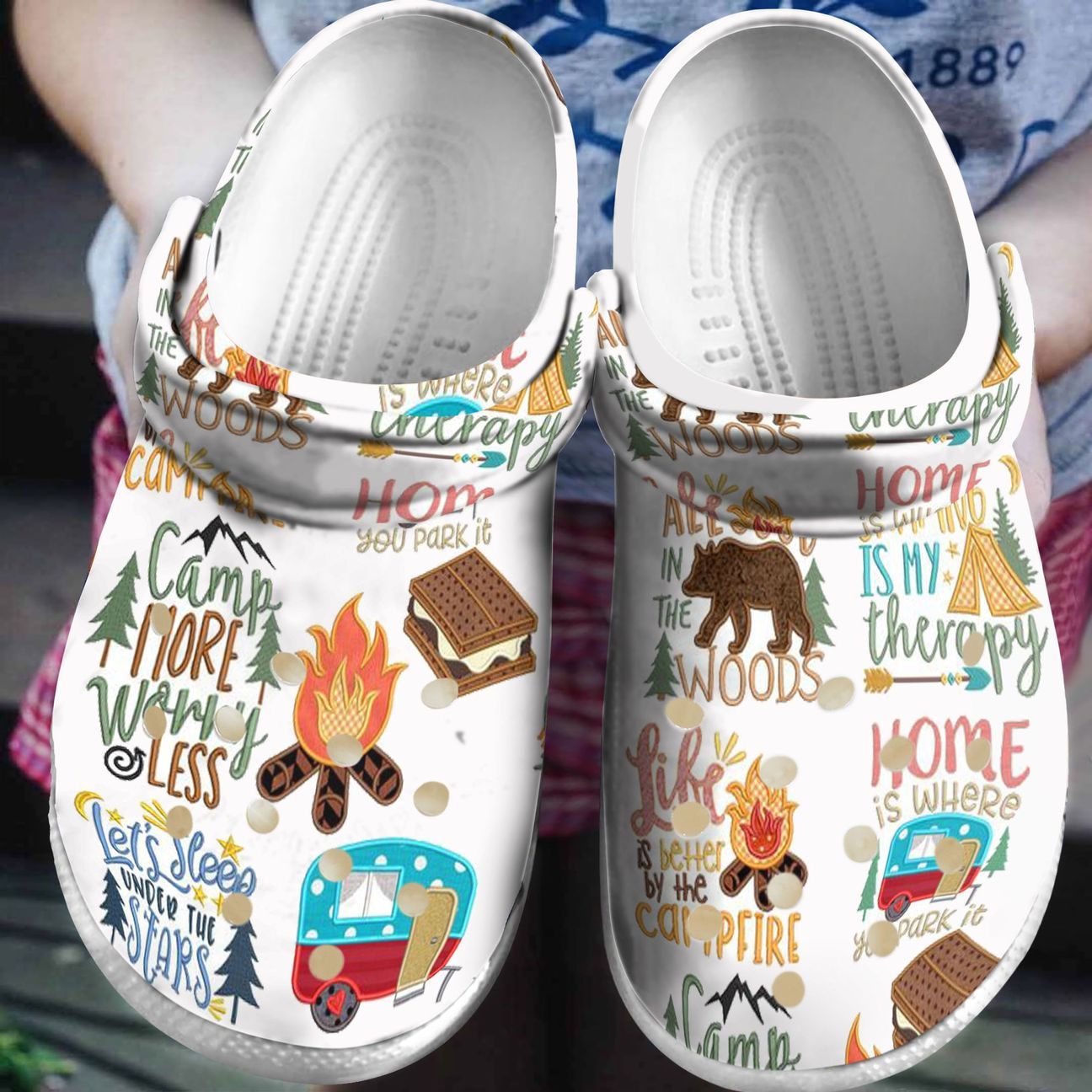 Camping Personalized Clog, Custom Name, Text, Color, Number Fashion Style For Women, Men, Kid, Print 3D Camp More Worry Less