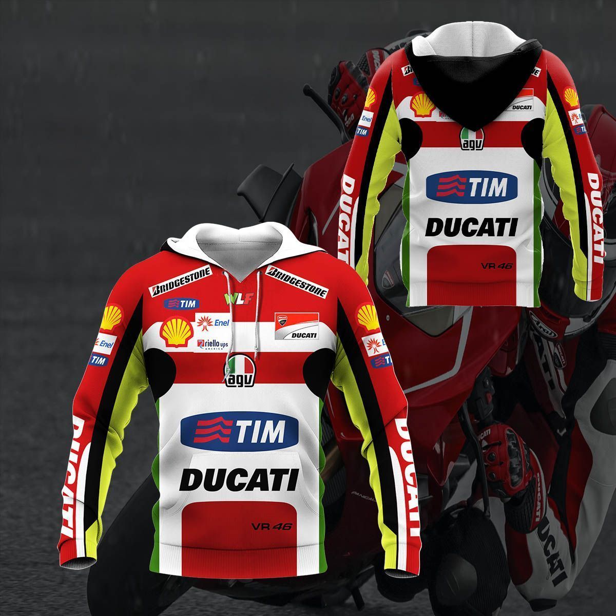 3D All Over Printed Ducati Racing Shirts Ver 1 (Red)