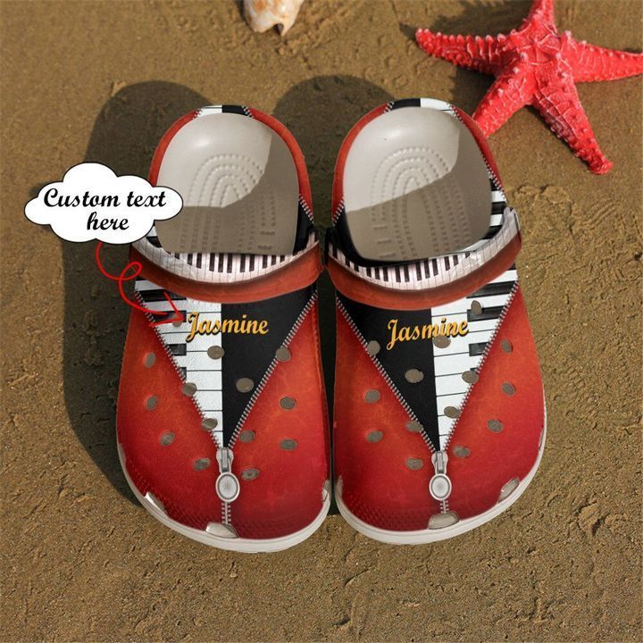 Piano Personalized Red Zipper Sku 1812 Crocs Clog Shoes
