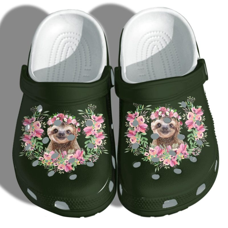 Sloth Flower Shoes Gifts For Daughter – Girl Loves Sloth Cute Custom Shoes Gifts Birthday For Women