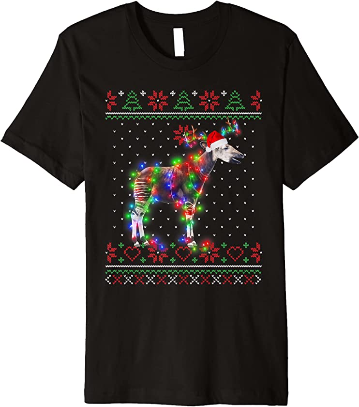 Okapi Animal Ugly Sweater Christmas Puppy Animal Lover Premium T-Shirt