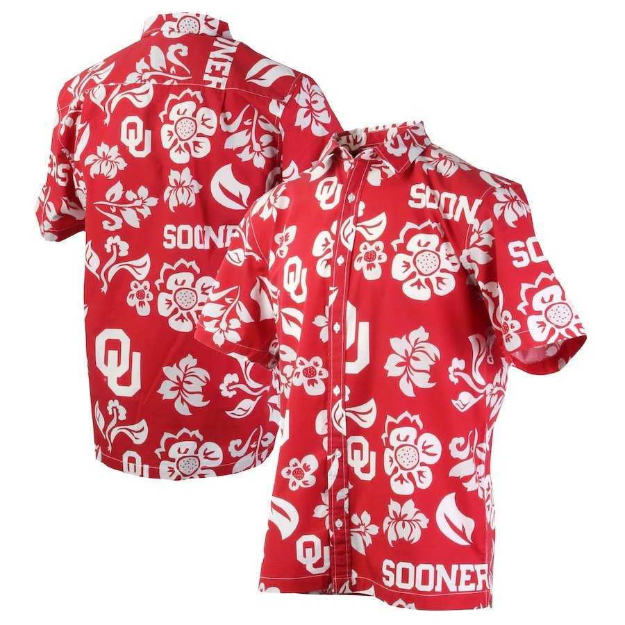 Oklahoma Sooners Crimson Floral Hawaii Shirt Ha3838