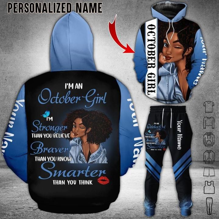 Personalized October Girl African Women 3D Hoodie And Long Pants Set