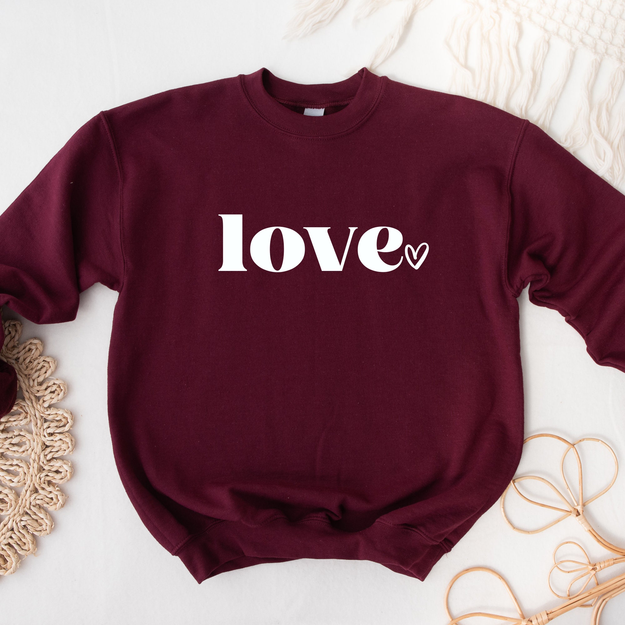 Love Sweatshirt, Heart Sweatshirt, Valentine’s Gift for Her, Valentines Day, Cute Sweatshirt, Valentine’s Day Gift,  Ink and Quotes