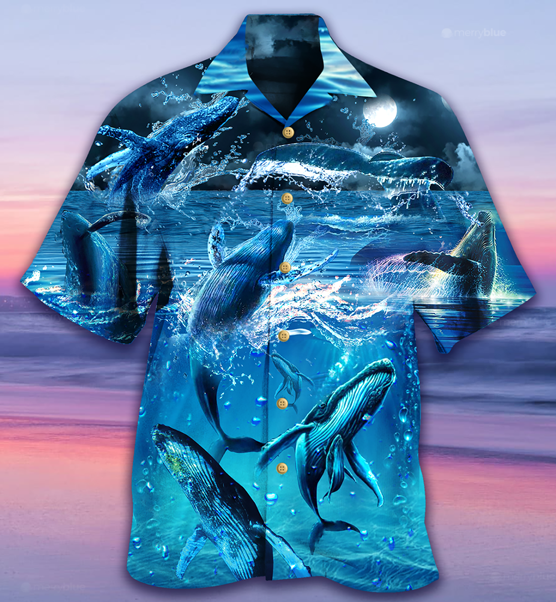 Whale Love Ocean Blue Hawaiian Shirt