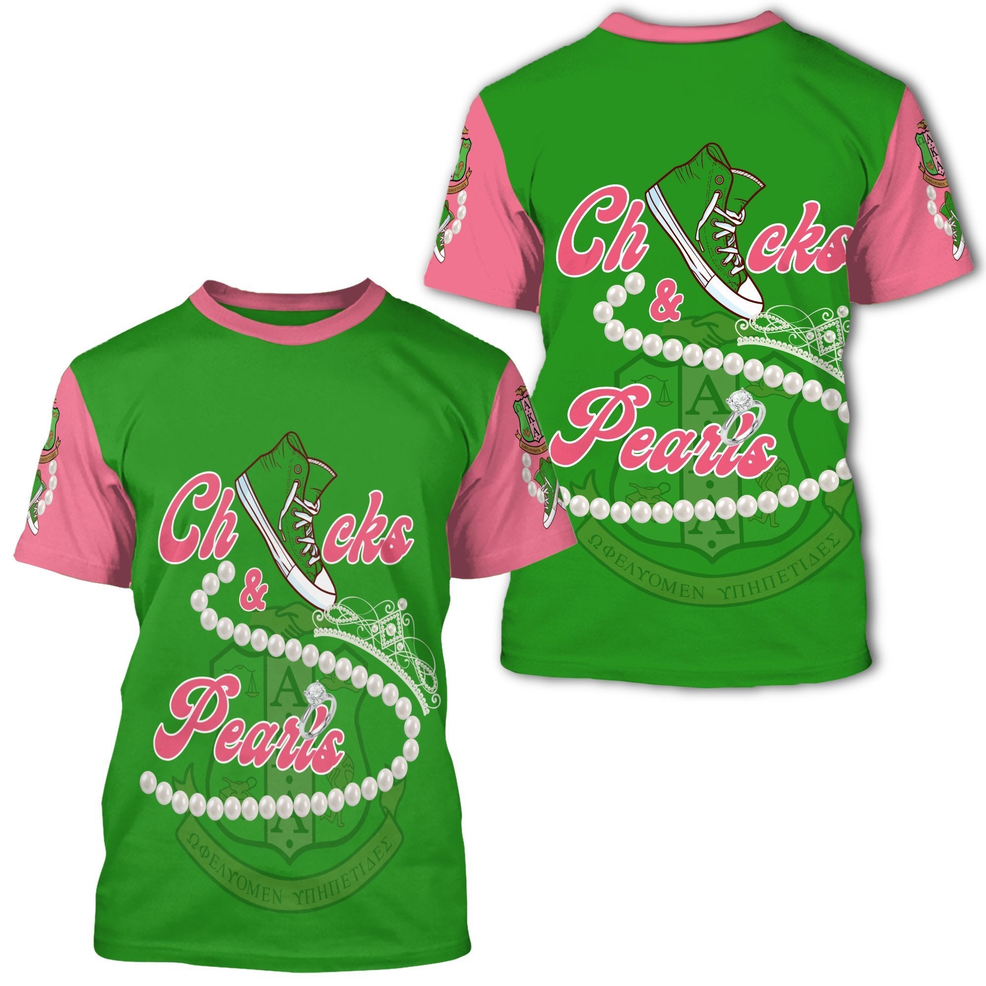 Greek Life T-Shirt – Alpha Kappa Alpha Chucks And Pearls Pareeshy T-Shirt K.H Pearls