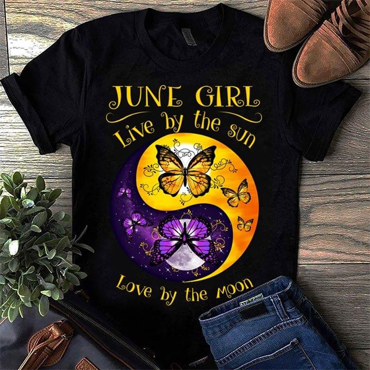 June Girl Live By The Sun Love By The Moon Butterfly Cotton T-Shirt