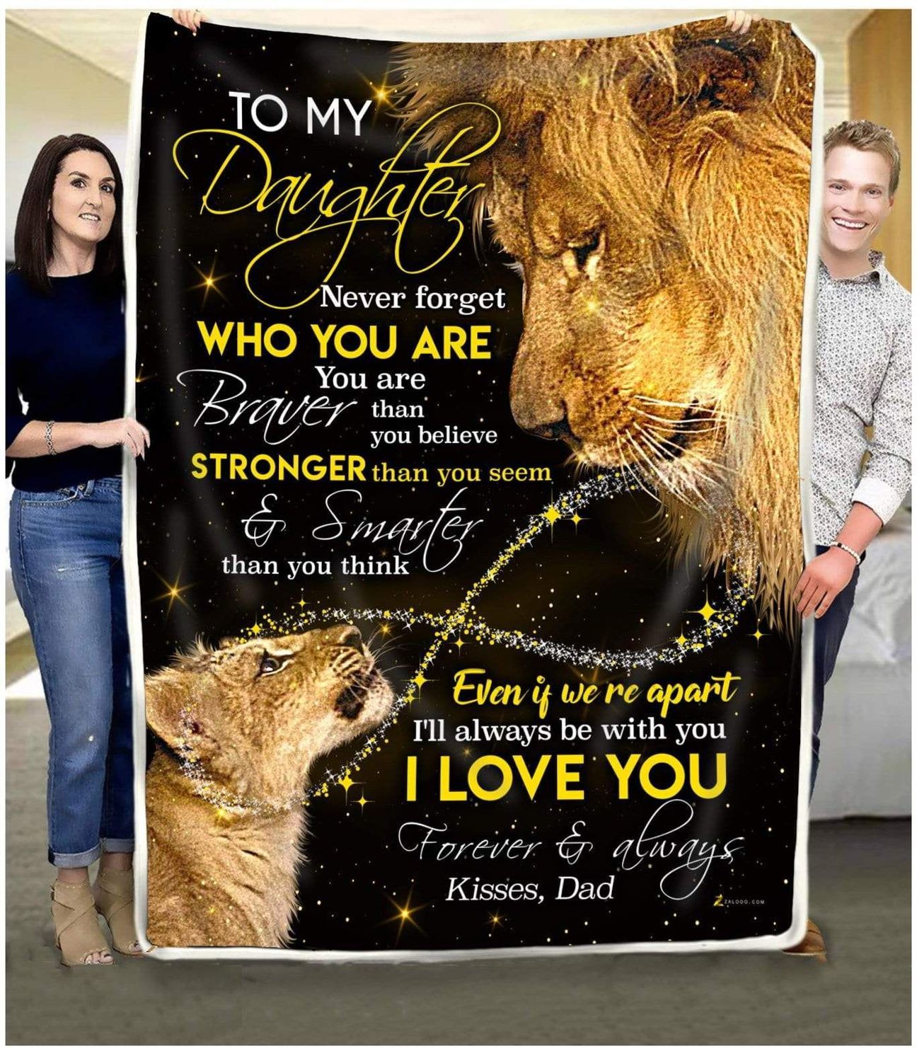 To My Daughter I’Ll Always Be With You, Lion Dad & Daughter Fleece Blanket For Family Love From Dad Home Decor