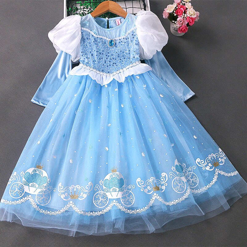 Snow Queen Princess Skirt Girls Autumn Dress New Cinderella Aisha Children’s Skirt Flower Girl Dresses for Weddings alx