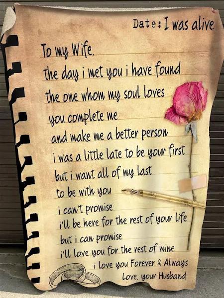 To My Wife I’Ll Love You For The Rest Of Mine Fleece Blanket Gift For Wife Home Decor Bedding Couch Sofa Soft And Comfy Cozy