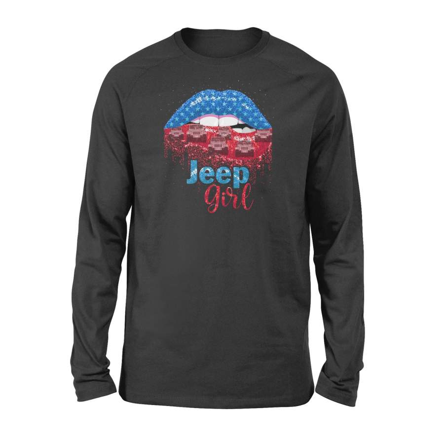 Lips Jeep Girl American Flag Long sleeve – Jeep girl shirt for women – FSD803