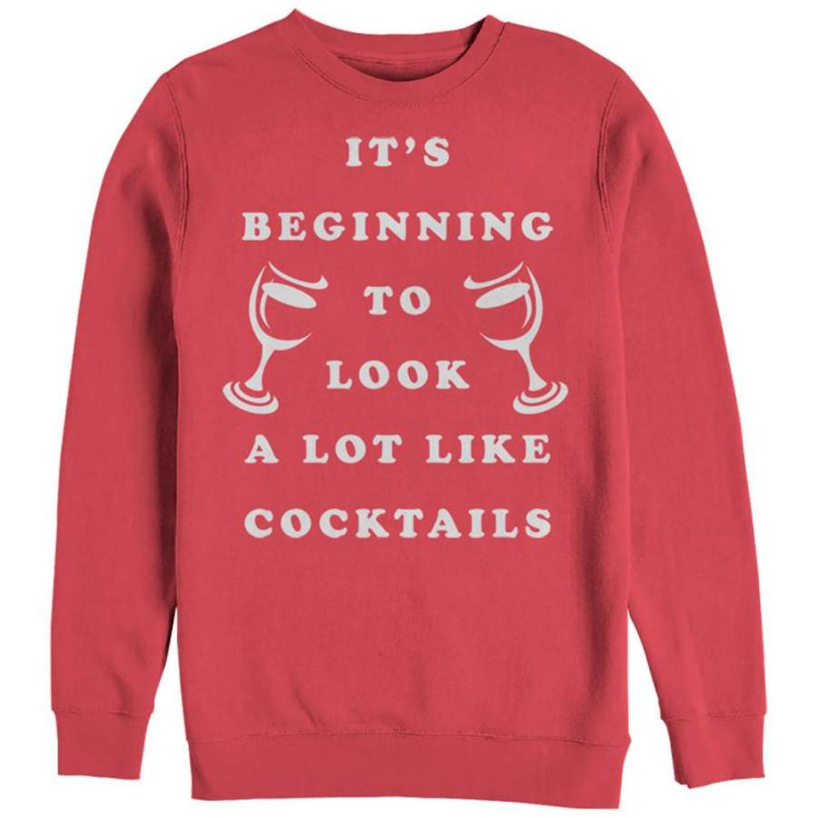 CHIN UP Women’s Christmas Cocktails  Sweatshirt Red S