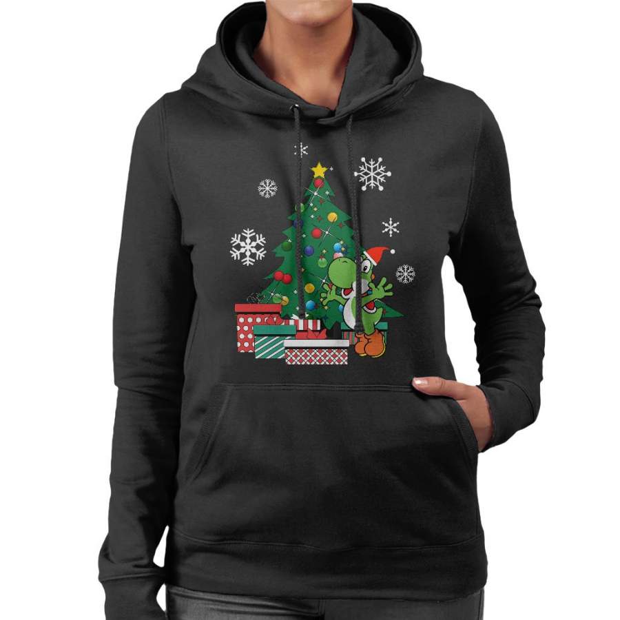 Yoshi Around The Christmas Tree Mario Women’s Hooded Sweatshirt