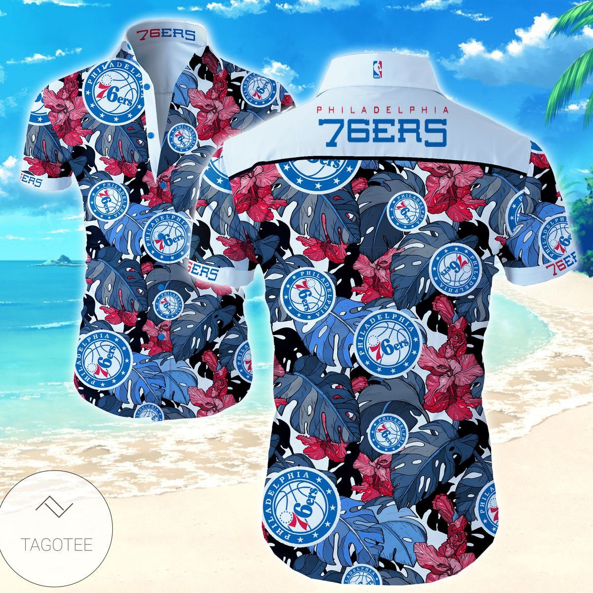 Nba Philadelphia 76Ers Tropical Flowers Trendy Hawaiian Shirt V3 Aloha Shirt