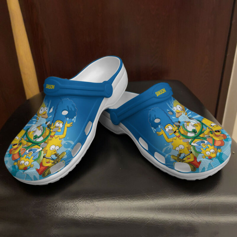 The Simpson Family With Saxophone Crocs Crocband Clogs, Comfy Footwear