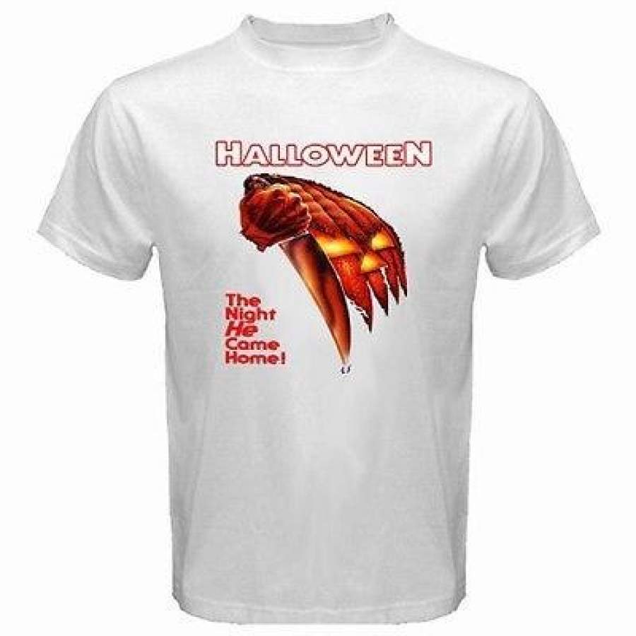 New HALLOWEEN Movie Poster Michael Myers Men’s White T-Shirt Size S – 3XL