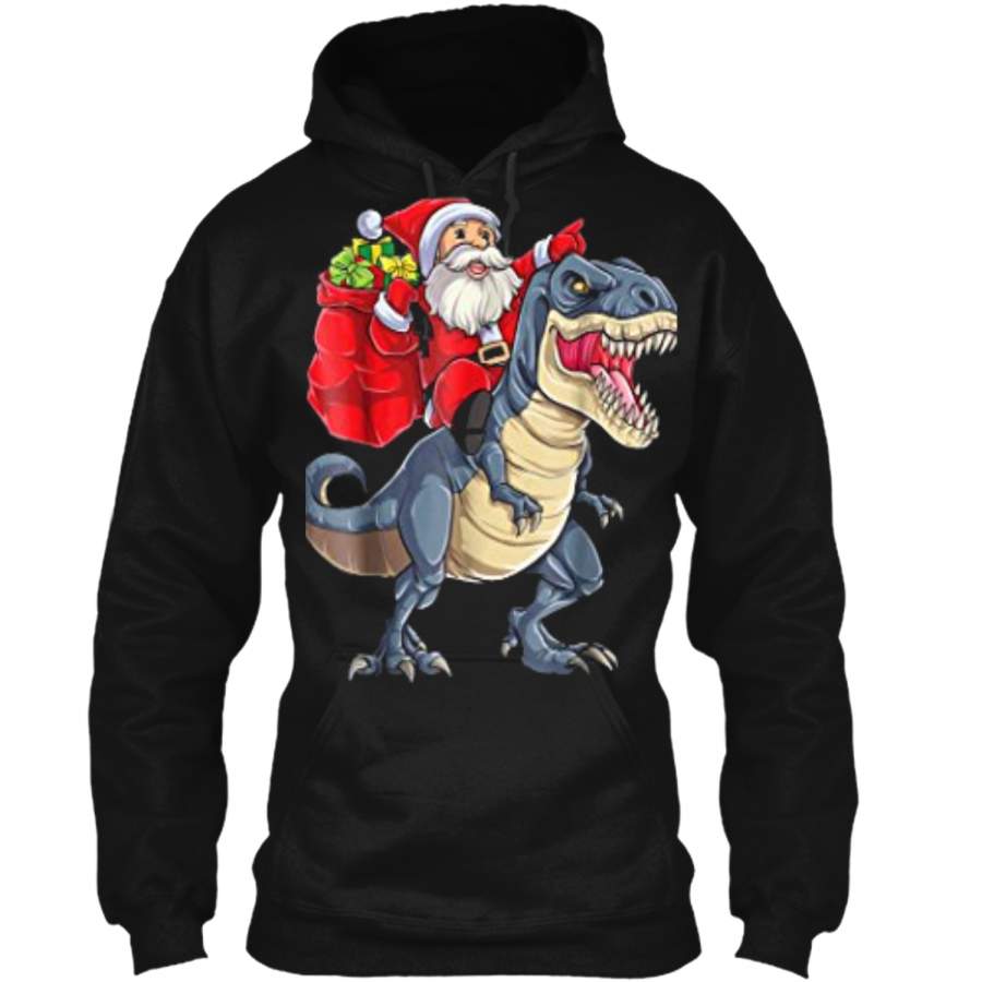 Dinosaur Christmas  Boys Santa T Rex Kids Xmas Gifts Pullover Hoodie   Christmas Gift Ideas