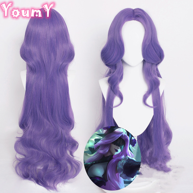 Syndra Rose Wig LoL Cosplay Women 100cm Long Curly Wave Purple Wig Cosplay Anime Cosplay Heat Resistant Synthetic Wigs Halloween alx