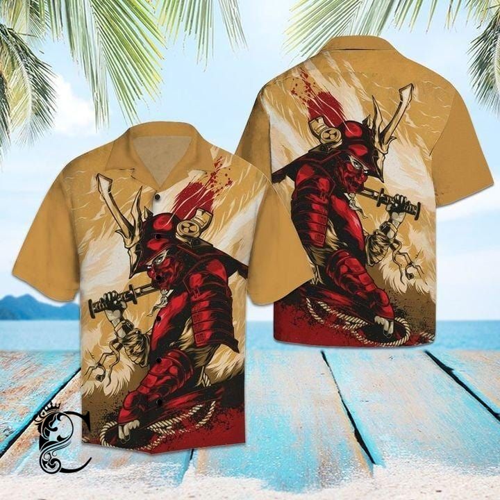 Amazing Red Samurai Hawaiian Shirt