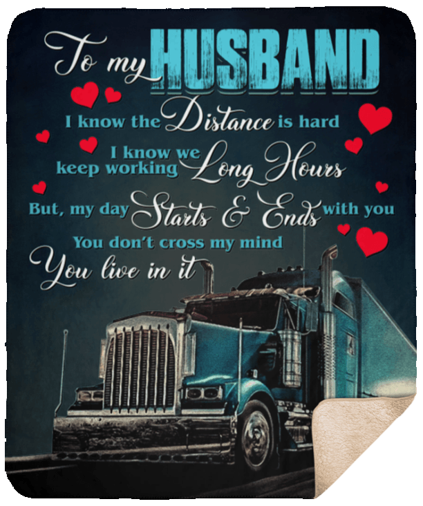 Trucker To My Husband Premium Fleece Blanket – Gift For Husband