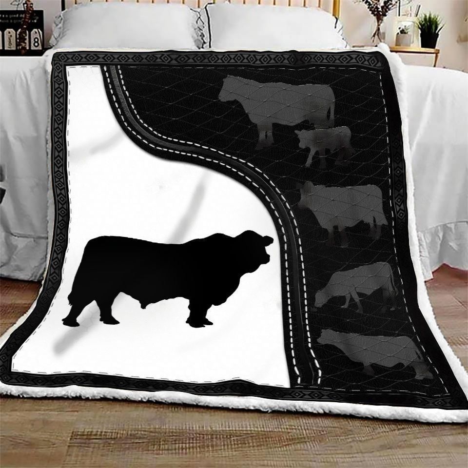 Black Angus Black-White All Printed 3D Blanket Cow Blanket Farm House Blanket