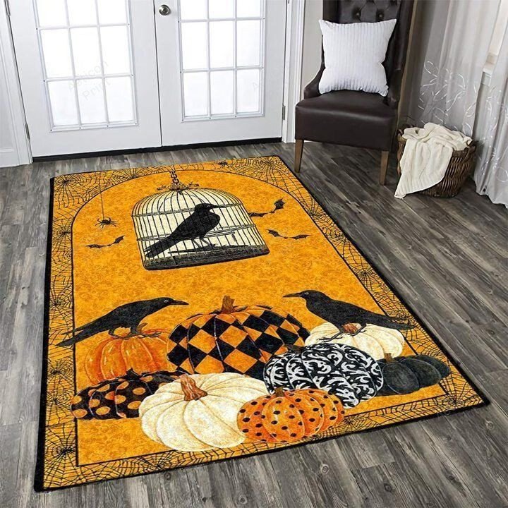 Halloween Raven With Pumpkin Home Decorative Area Rug Carpet Vintage Home Decor Gift Idea Carpet