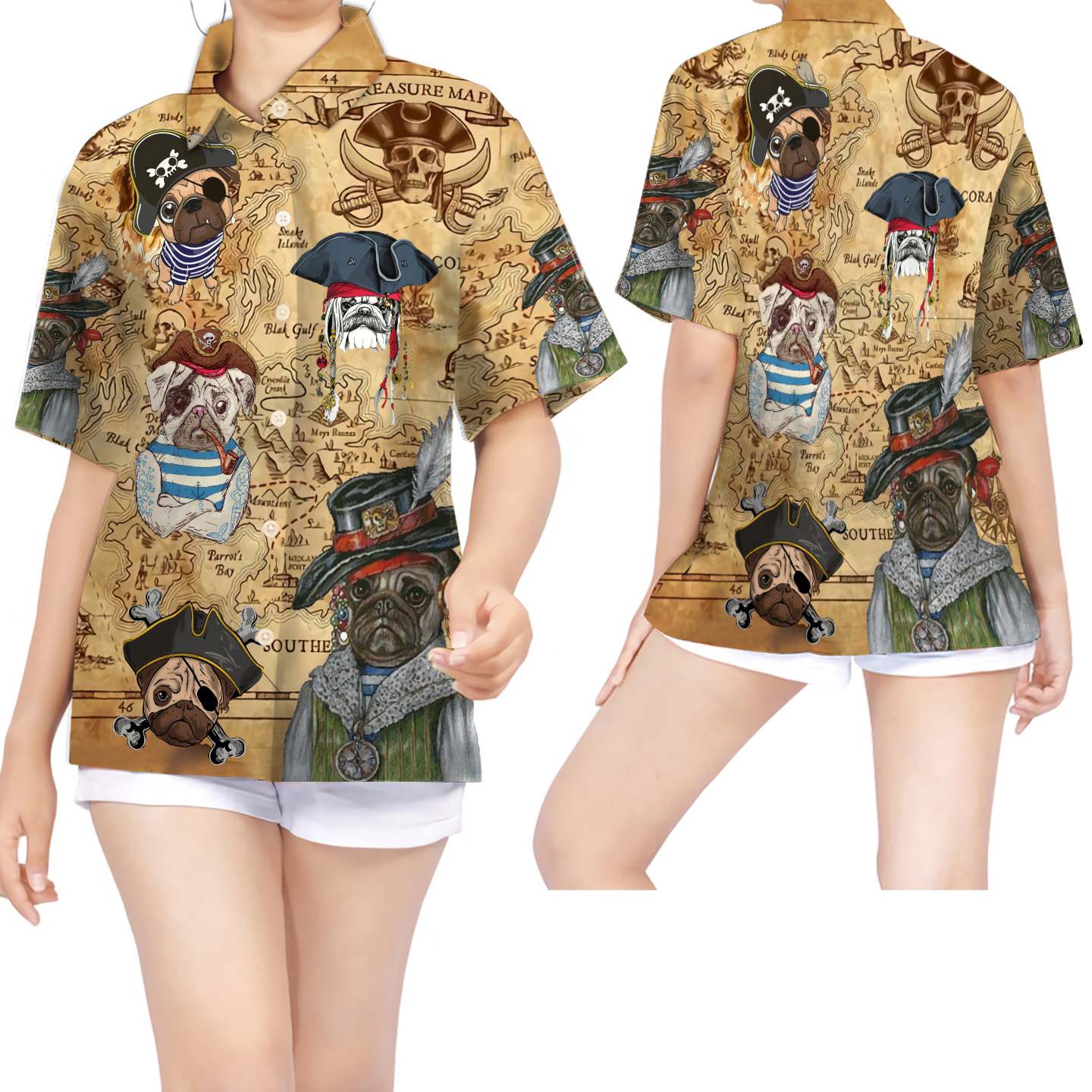 Pirate Pug Women Hawaii Shirt For Dog Lovers Ha67999