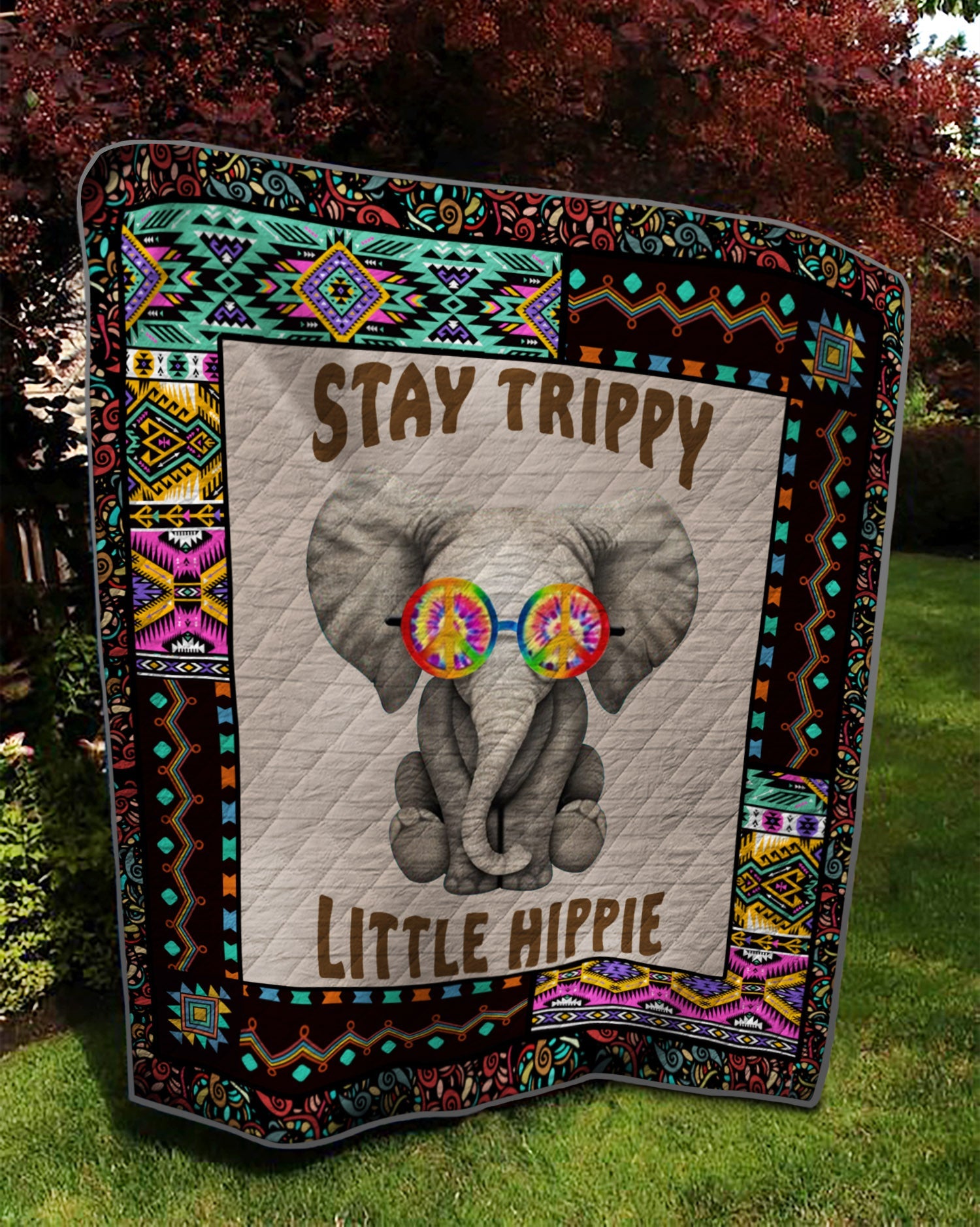 Hippie Elephant Wg2307030Cl Quilt Blanket