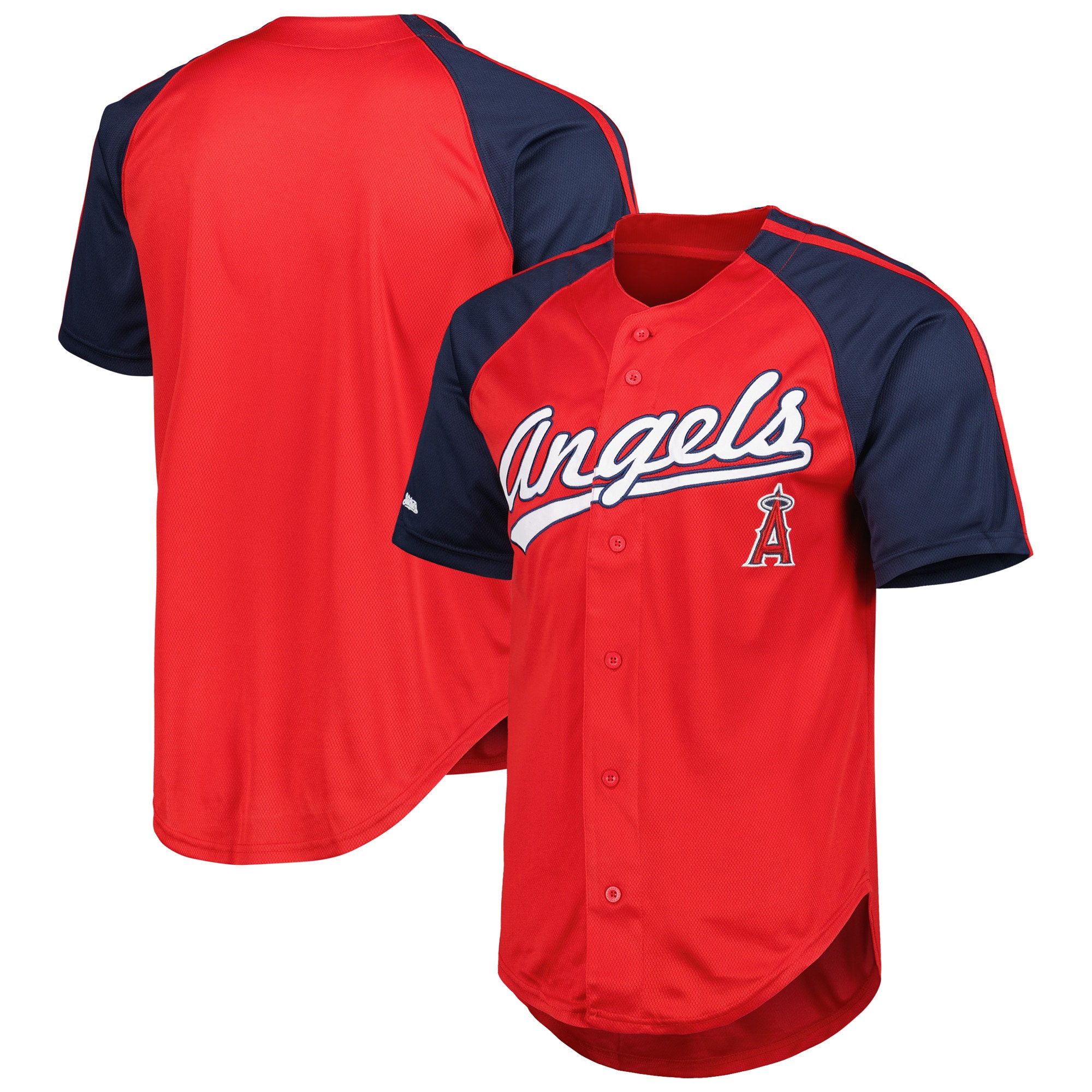 Men’s Los Angeles Angels Stitches Red Button-Down Raglan Jersey