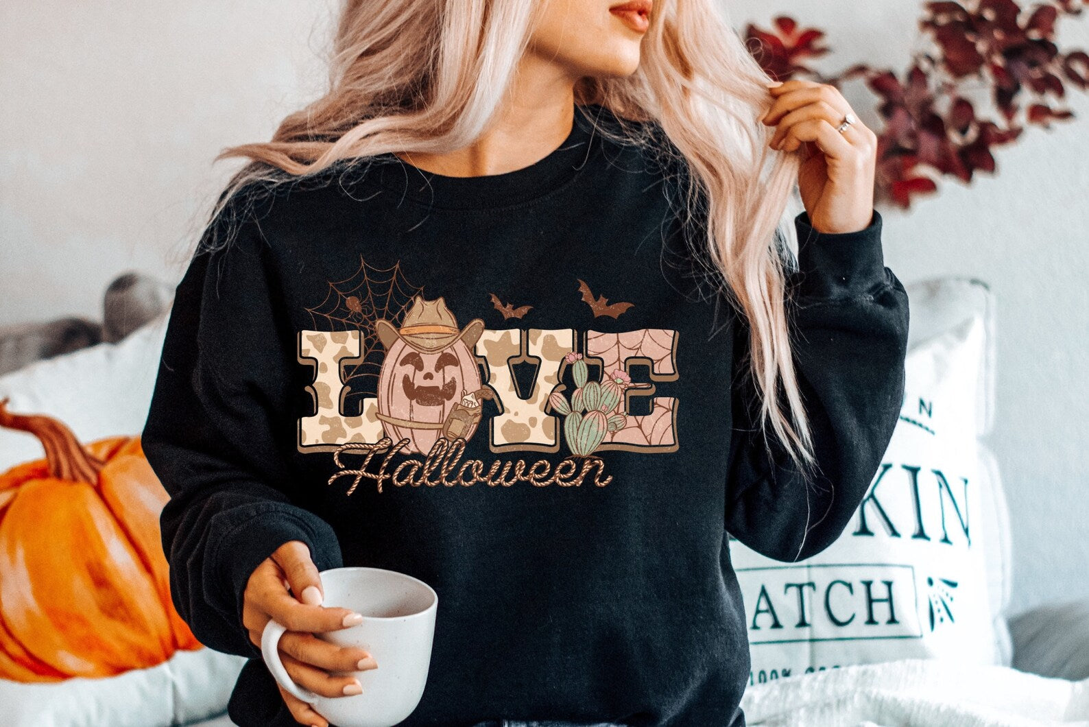 Love Halloween Sweatshirt 2D Crewneck Sweatshirt All Over Print Sweatshirt For Women Men Sws3990