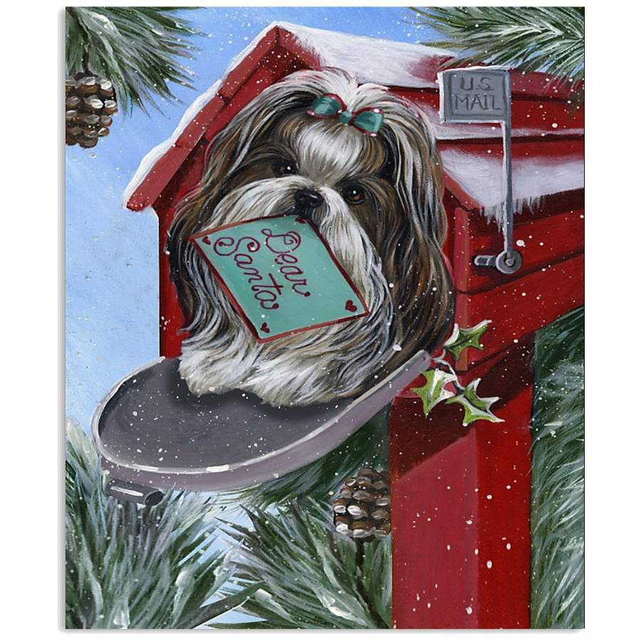 Dear Santa Shih Tzu Puppy Lover Gift Vertical Poster