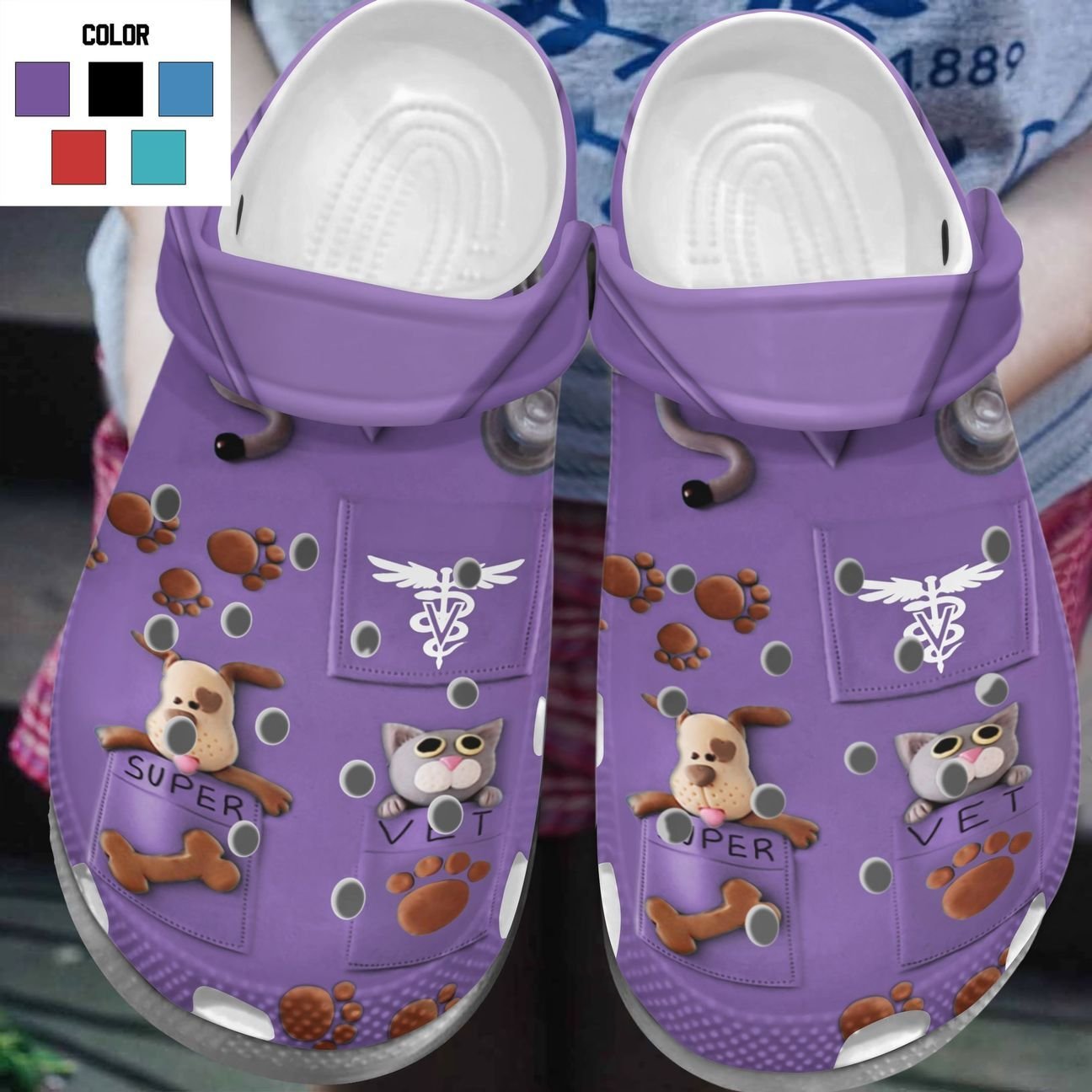 Vet Tech Personalized Clog, Custom Name, Text, Color, Number Fashion Style For Women, Men, Kid, Print 3D Super Vet