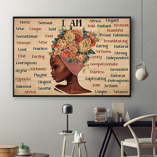 Black American Poster Graphic Black Poster Art Print African Girl Afro