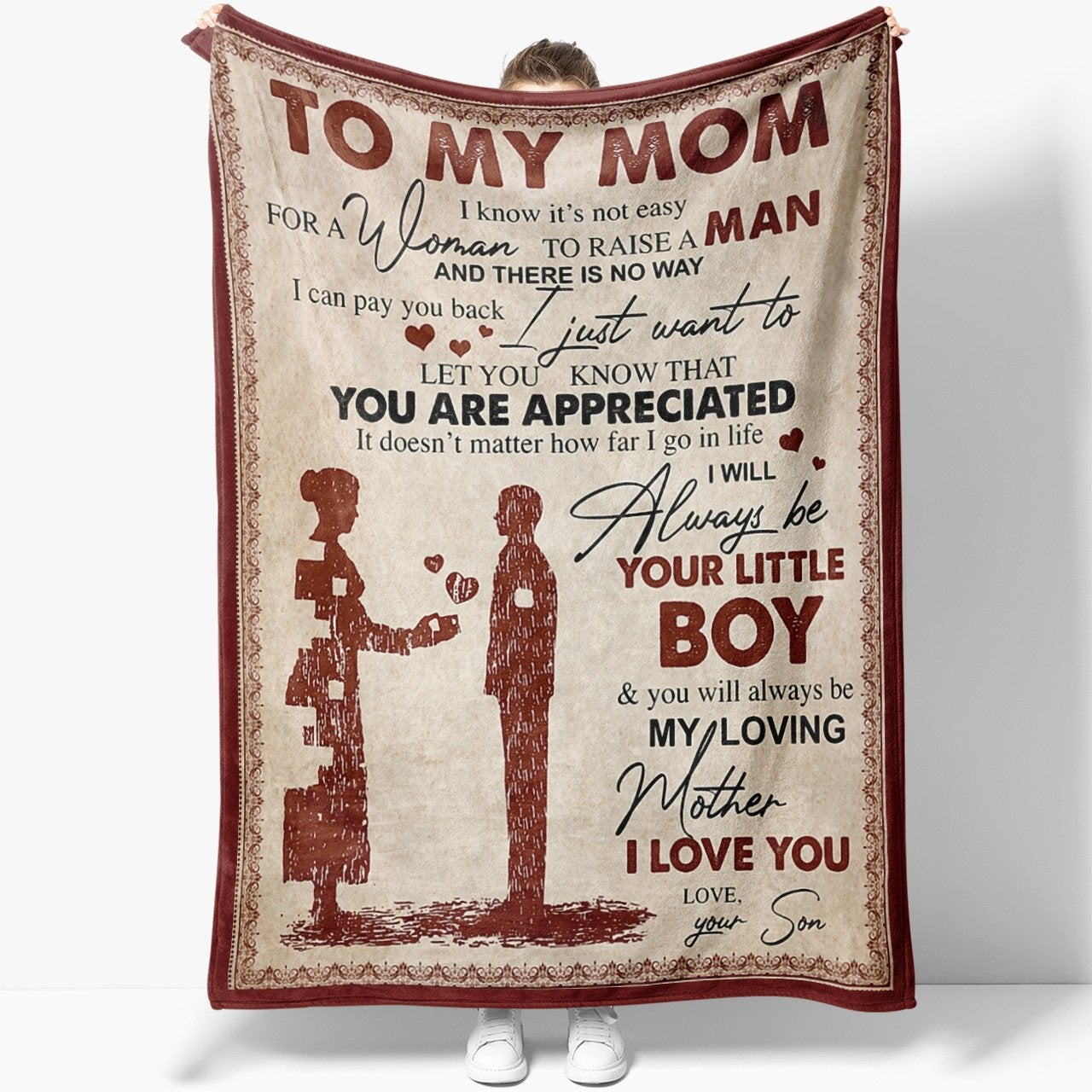 To My Mom You Are Appreciated, Fleece Blanket , Mother’S Day Gift From Son To Mom, Meaningful Mother’S Day Gift, Home Decor Bedding Couch Sofa Soft And Comfy Cozy