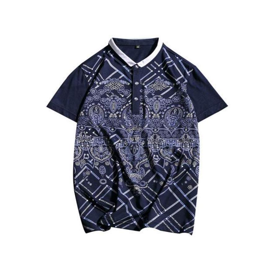 Men’s Polo Shirt Cotton fashion Printing Business Casual Stand Collar Summer Short Sleeves Polo Shirts