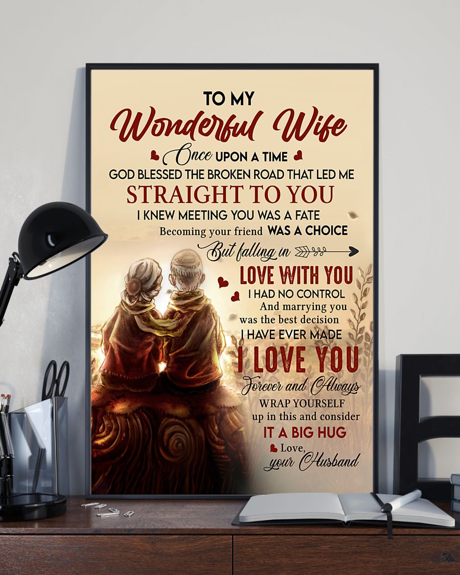 Couple Husband To Wonderful Wife Poster Once Upon A Time God Blessed The Broken Road That Led Me Straight To You – Valentineās Day Gifts – Valentine Gift For Wife – Poster Valentine For Wife