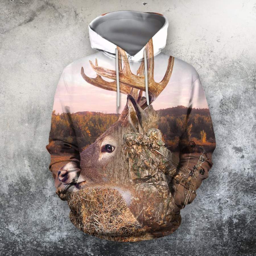 3D All Over Print Camo Deer Hunter Hoodie