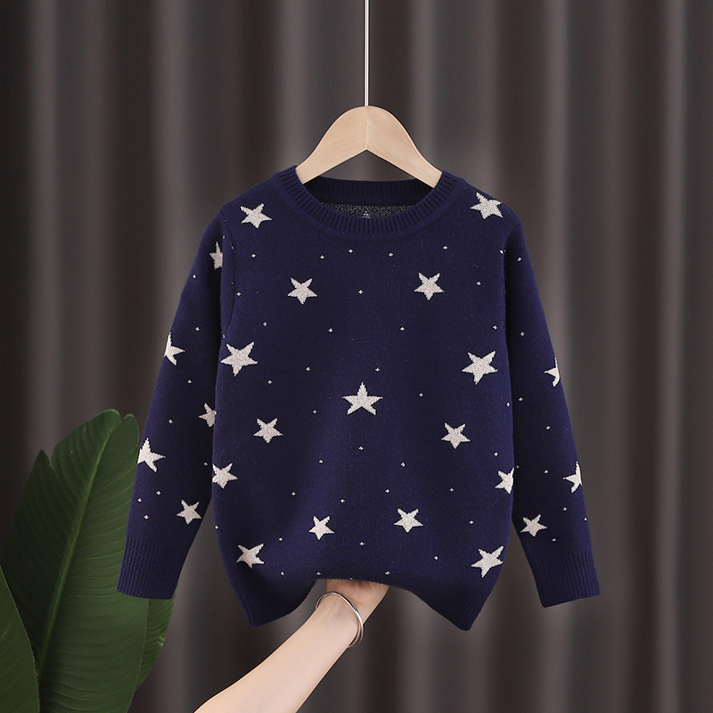 2022 Ins New Winter Girls Sweaters Star Sweater Knitwear Children Clothing alx