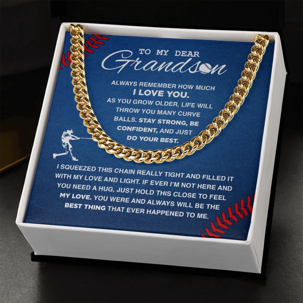 To My Dear Baseball Grandson – Cuban Link Necklace, Cuban Link Chain