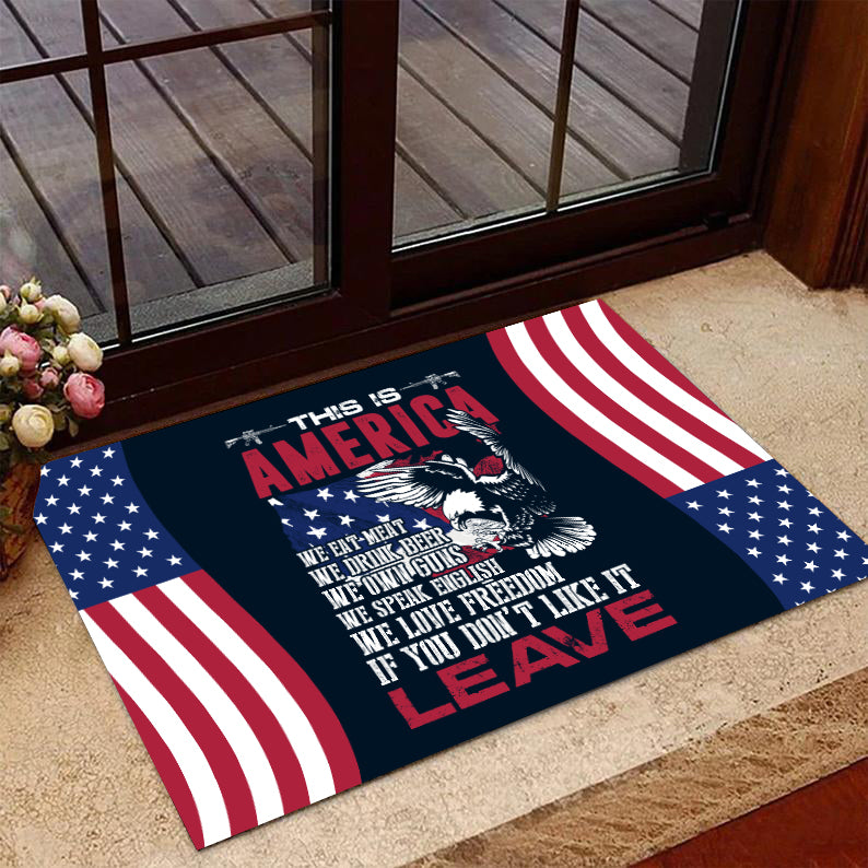 Veteran Doormat, Welcome Rug, This Is America If You Don’T Like It Leave Door Mats