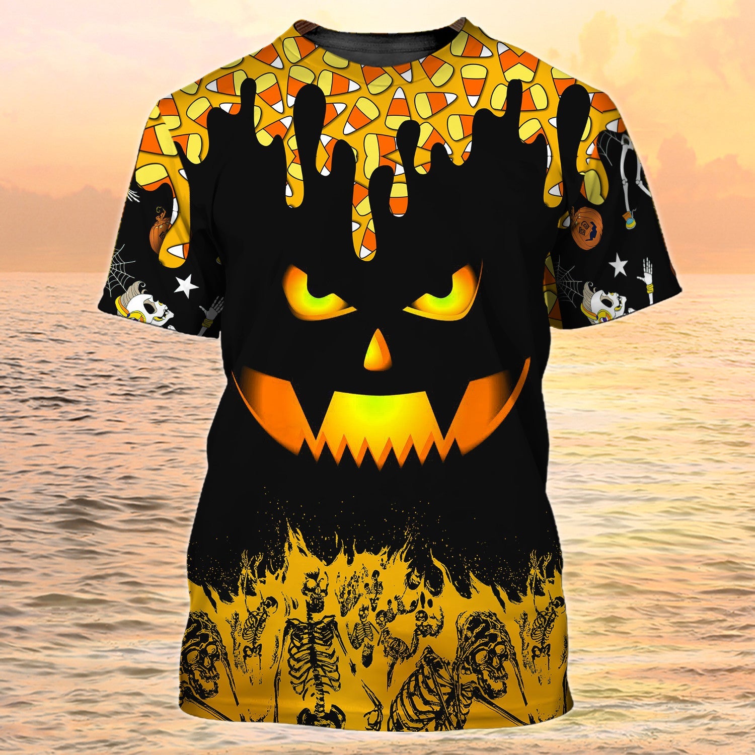 Funny Halloween Shirts Black And Yellow Pumpkin 3D Shirt For Halloween