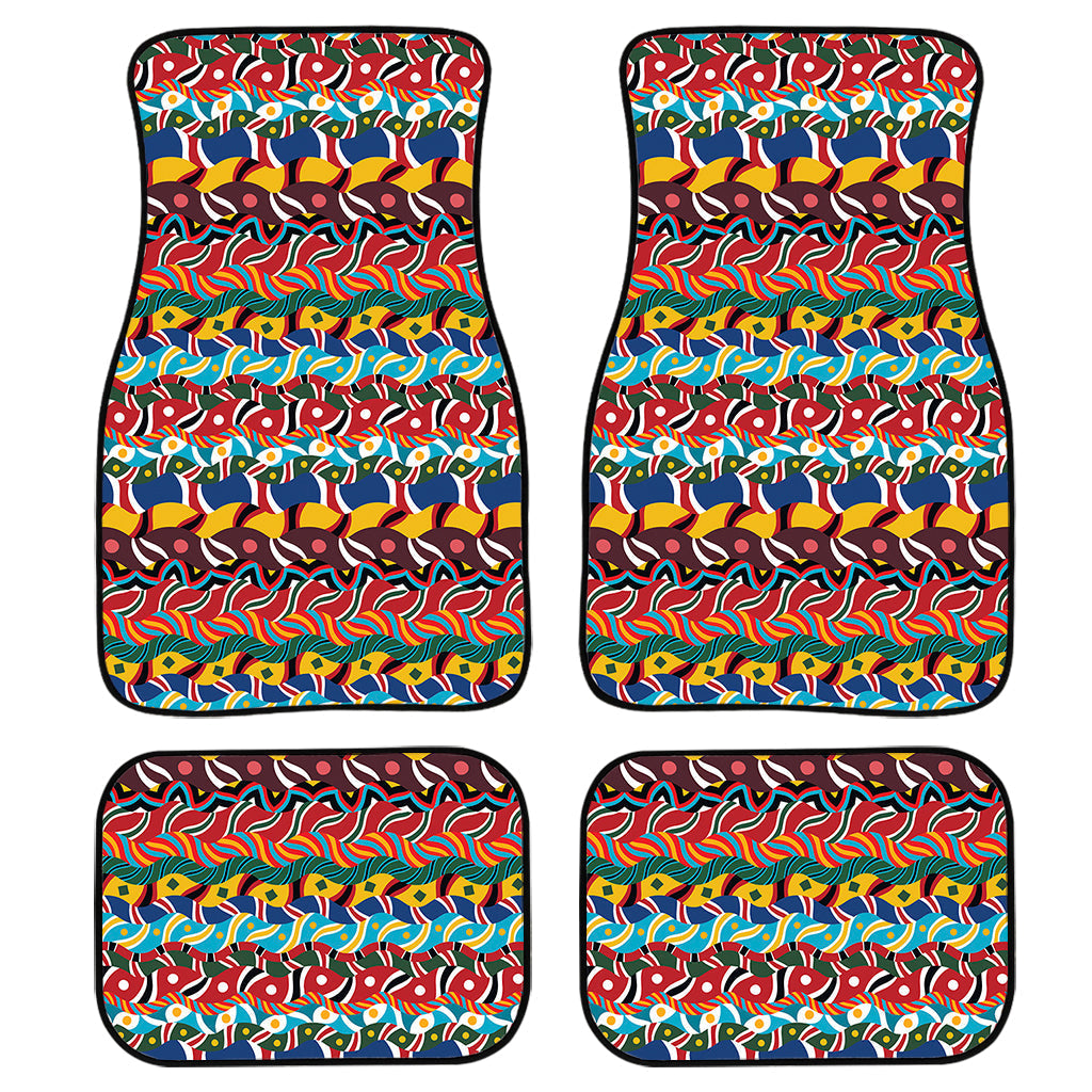 Afro African Ethnic Pattern Print Front And Back Car Floor Mats, Front Car Mat