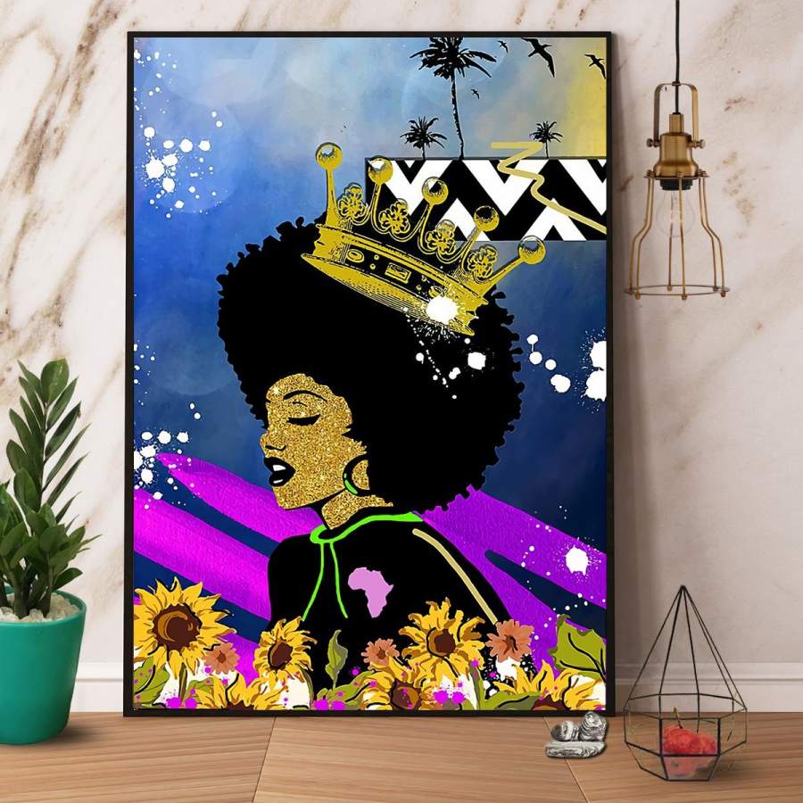 Beautiful Black Queen Paper Poster No Frame/ Wrapped Canvas Wall Decor Full Size