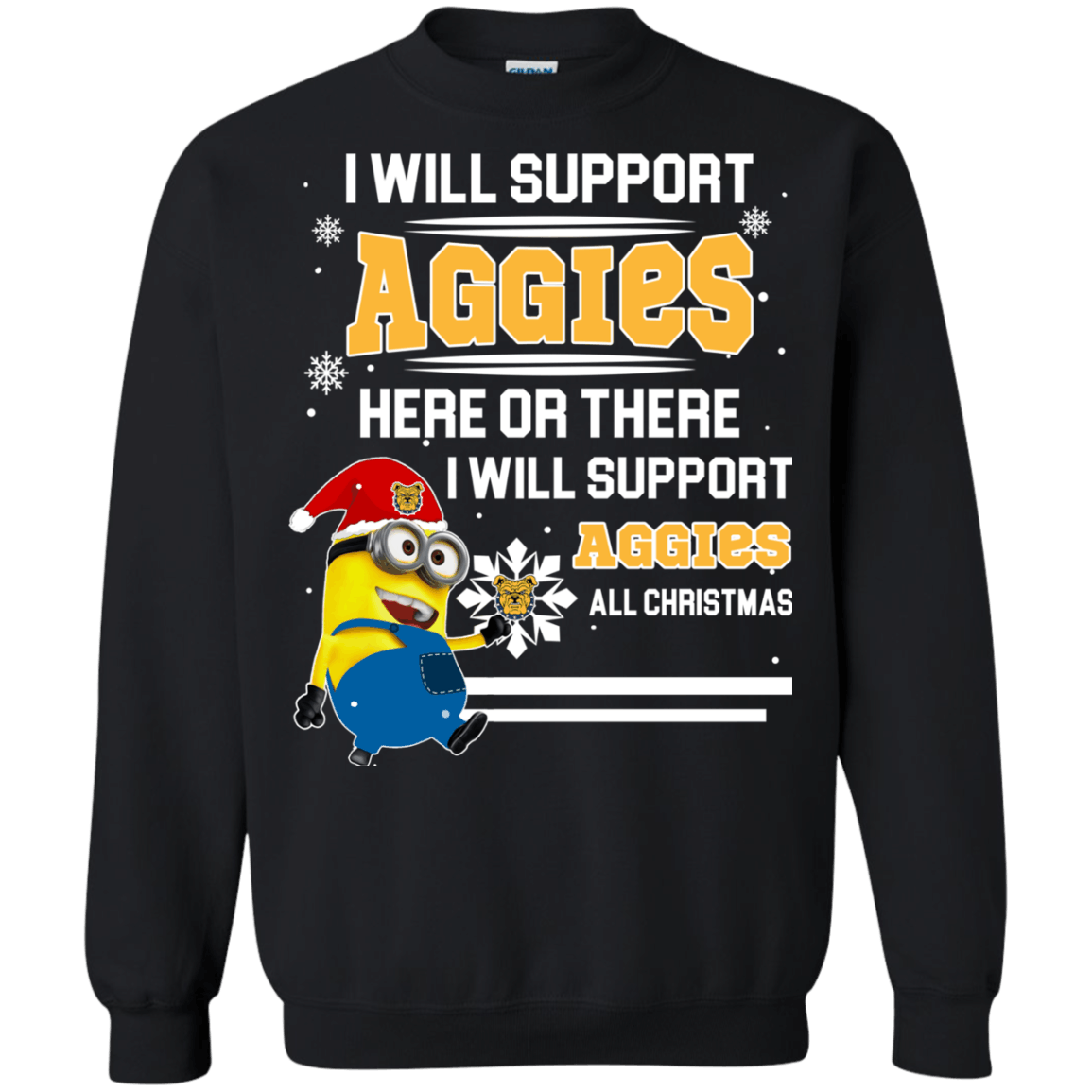 Awesome North Carolina AT Aggies Minion Ugly Christmas Sweaters Support Here Or There All Christmas Sweatshirts