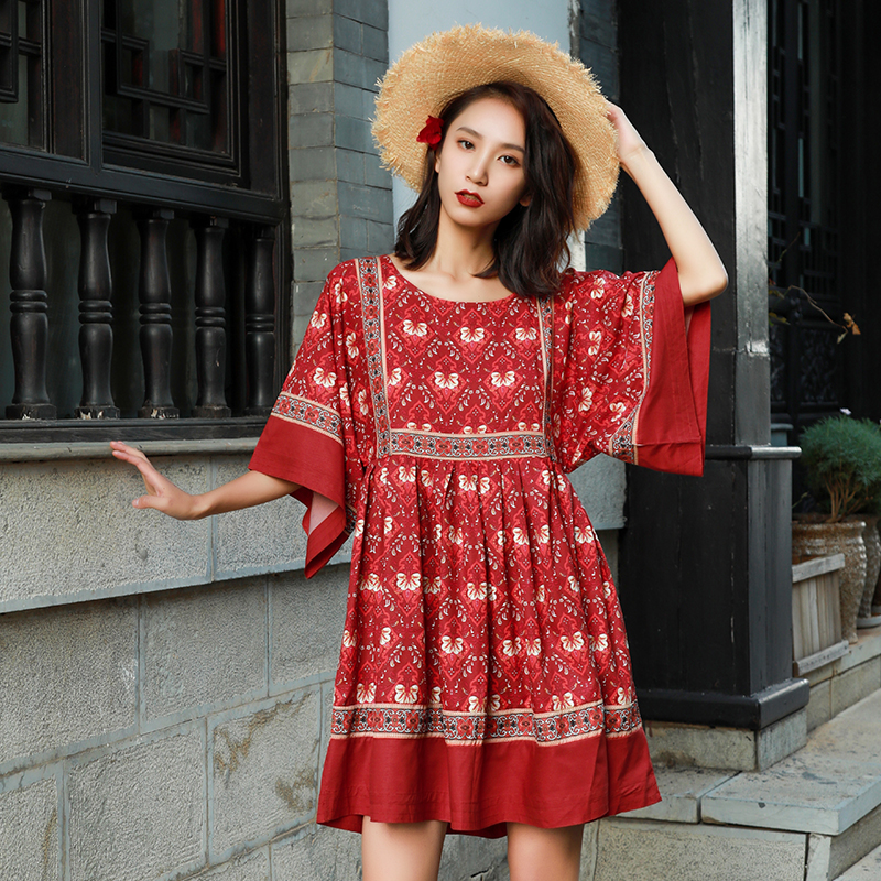 2021 Cheshanf New Summer Fashion Women Flower Embroidery Dress Vintage Dress Elegant Casual Loose Short Dresses Vestidos Mujer alx