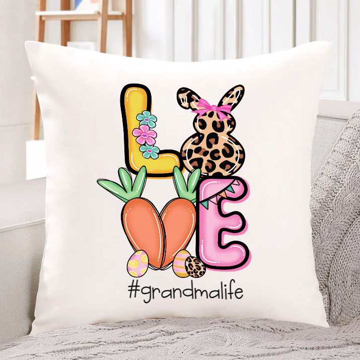 Love Grandma Life Bunny Easter Day Indoor Pillow